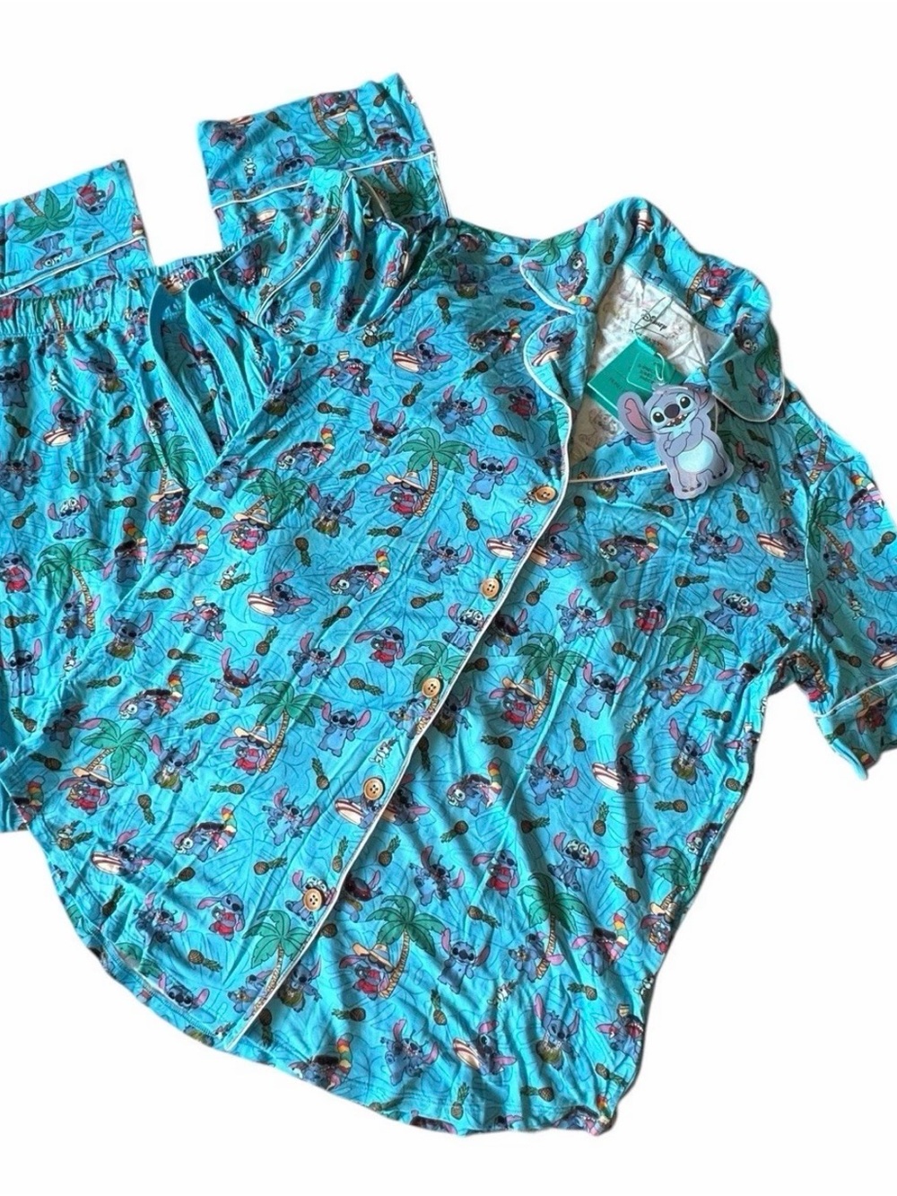 NEW Posh Peanut Disney Stitch Pajama Set Short Sleeve Top Long Pants Size Small